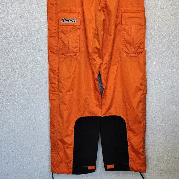 Icon Motorcycle Rain Jacket Trousers Set Orange XL Gray Waterproof Riding Suit - Picture 4 of 12